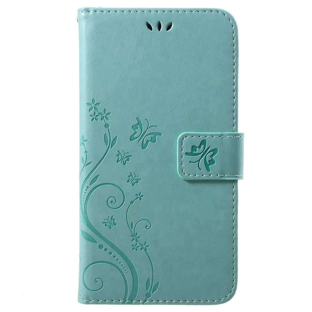 Imprint Butterfly Flower Leather Wallet Stand Case for Huawei P Smart / Enjoy 7S