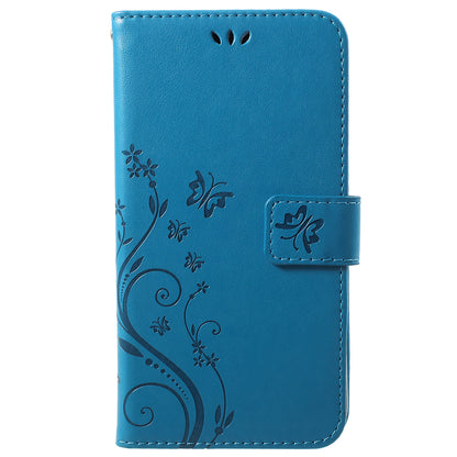 Imprint Butterfly Flower Leather Wallet Stand Case for Huawei P Smart / Enjoy 7S