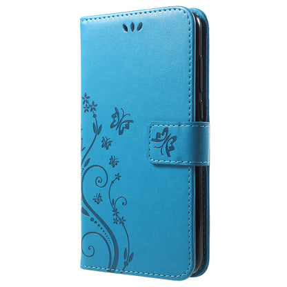 Imprint Butterfly Flower Leather Wallet Stand Case for Huawei P Smart / Enjoy 7S