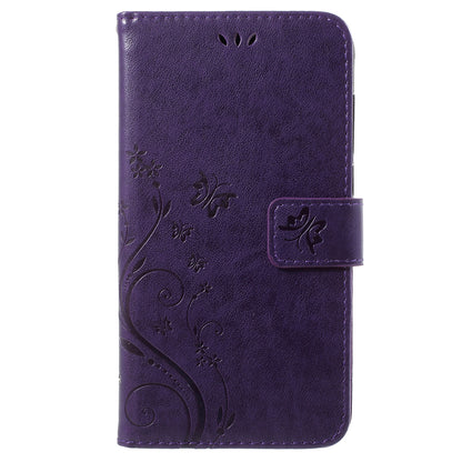 Imprint Butterfly Flower Leather Wallet Stand Case for Huawei P Smart / Enjoy 7S