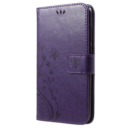 Imprint Butterfly Flower Leather Wallet Stand Case for Huawei P Smart / Enjoy 7S