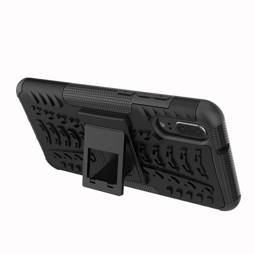 Anti-slip PC + TPU Hybrid Case with Kickstand for Huawei P20