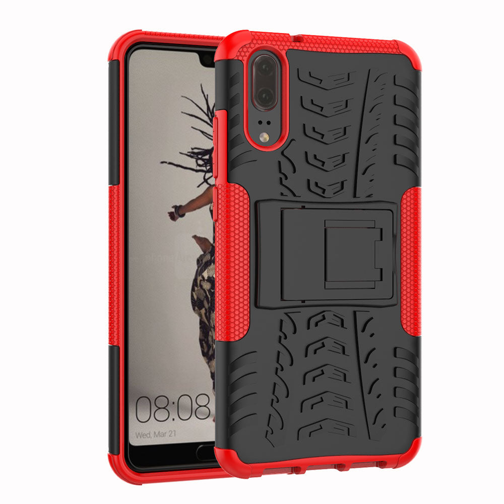 Anti-slip PC + TPU Hybrid Case with Kickstand for Huawei P20