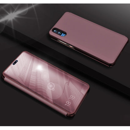 Electroplating Mirror Surface View Window Leather Stand Cover for Huawei P20 Pro