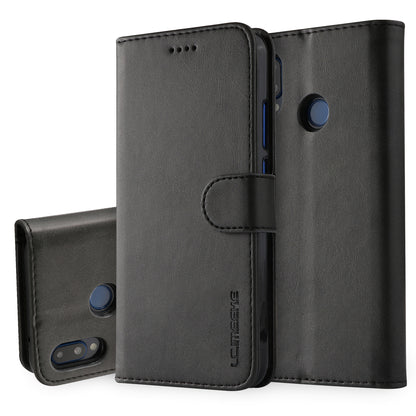 LC.IMEEKE Leather Mobile Phone Case for Huawei P20 Lite/Nova 3e with Reversible Magnetic Clasp Wallet Stand Functions