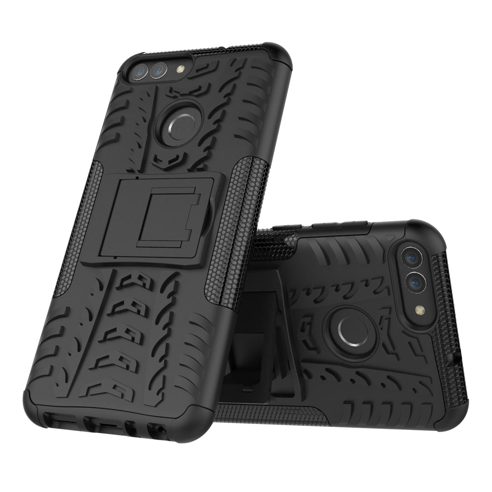 Anti-slip PC + Silicone Hybrid Case with Kickstand for Huawei P Smart / Enjoy 7S