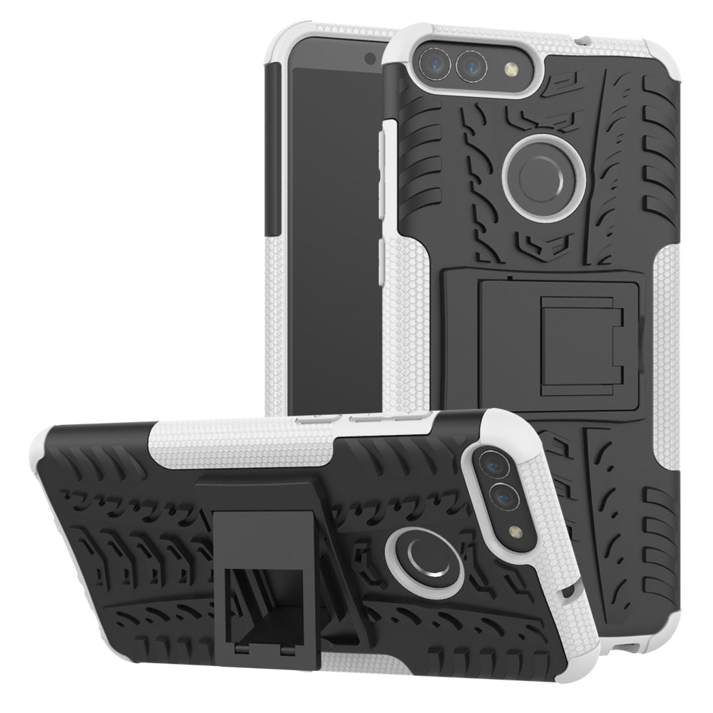 Anti-slip PC + Silicone Hybrid Case with Kickstand for Huawei P Smart / Enjoy 7S