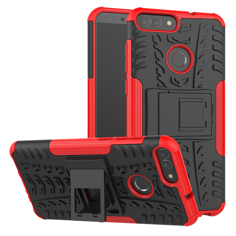 Anti-slip PC + Silicone Hybrid Case with Kickstand for Huawei P Smart / Enjoy 7S