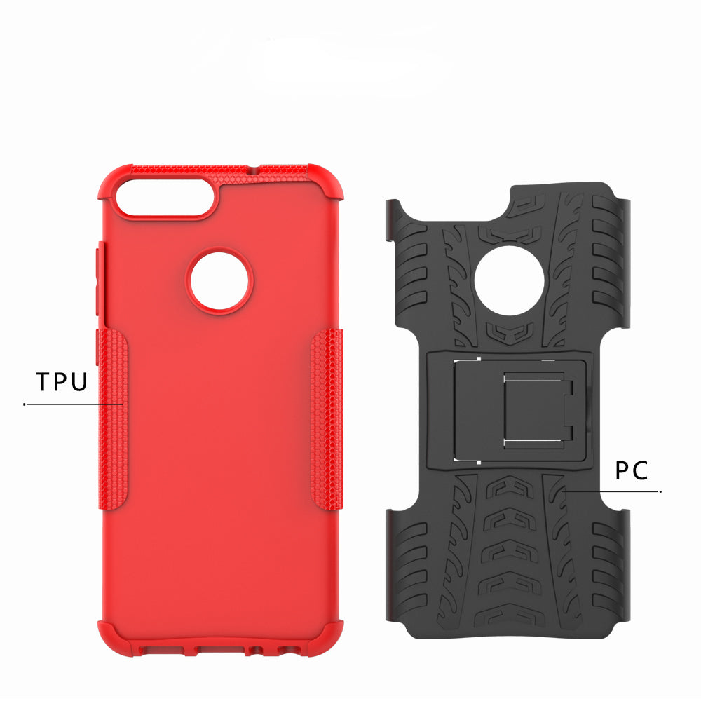 Anti-slip PC + Silicone Hybrid Case with Kickstand for Huawei P Smart / Enjoy 7S