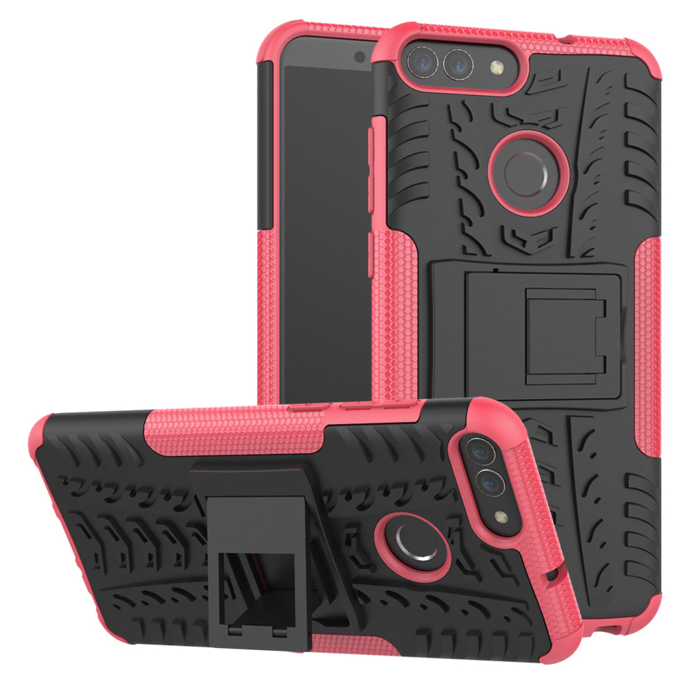 Anti-slip PC + Silicone Hybrid Case with Kickstand for Huawei P Smart / Enjoy 7S