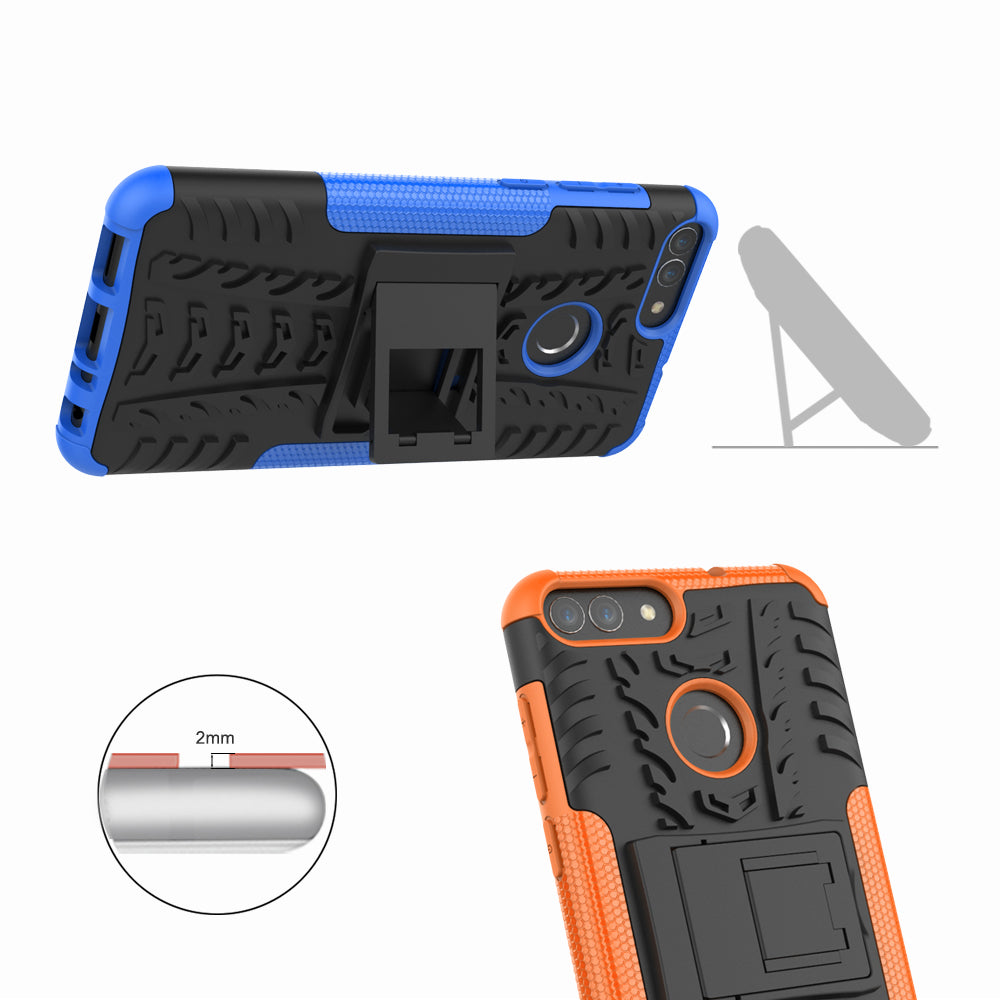 Anti-slip PC + Silicone Hybrid Case with Kickstand for Huawei P Smart / Enjoy 7S