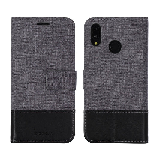 MUXMA Leather Canvas Splicing Stand Mobile Case for Huawei P20 Lite/Nova 3e