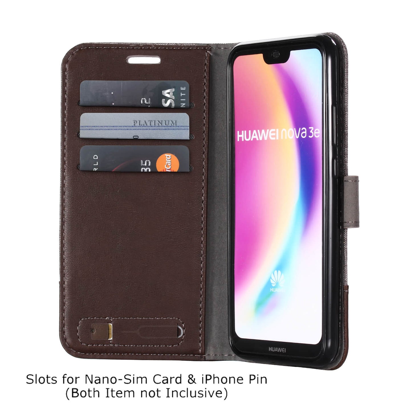 MUXMA Leather Canvas Splicing Stand Mobile Case for Huawei P20 Lite/Nova 3e