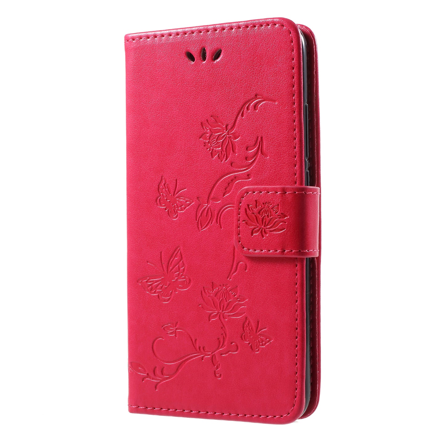 Imprint Butterfly Flowers Leather Wallet Shell Case for Huawei Honor 10