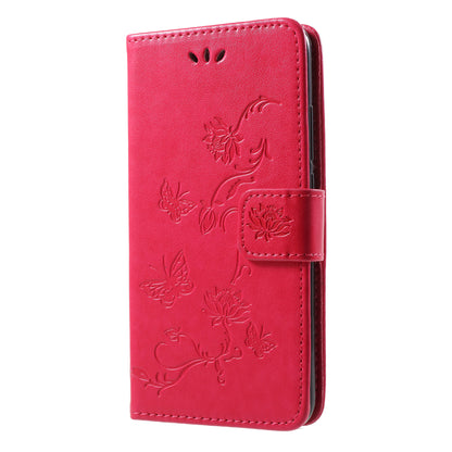 Imprint Butterfly Flowers Leather Wallet Shell Case for Huawei Honor 10