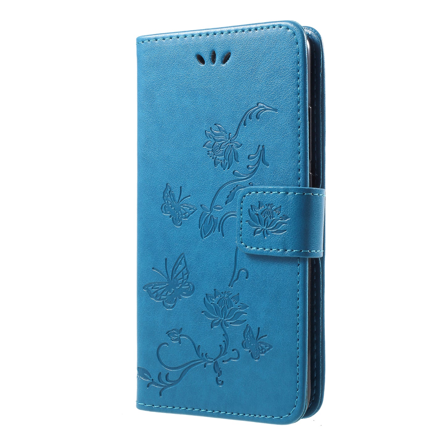 Imprint Butterfly Flowers Leather Wallet Shell Case for Huawei Honor 10