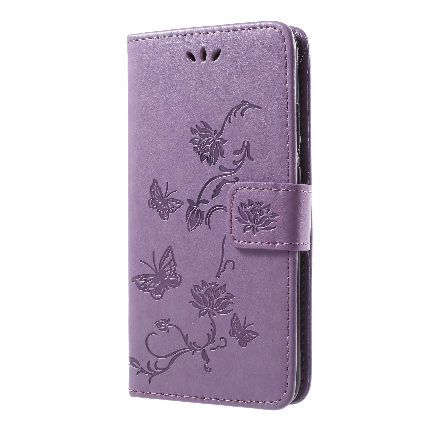 Imprint Butterfly Flowers Leather Wallet Shell Case for Huawei Honor 10