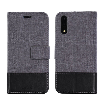 MUXMA Leather Canvas Splicing Stand Mobile Casing for Huawei P20