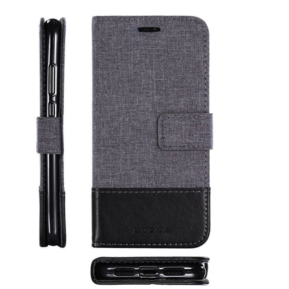 MUXMA Leather Canvas Splicing Stand Mobile Casing for Huawei P20