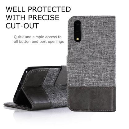 MUXMA Leather Canvas Splicing Stand Mobile Casing for Huawei P20