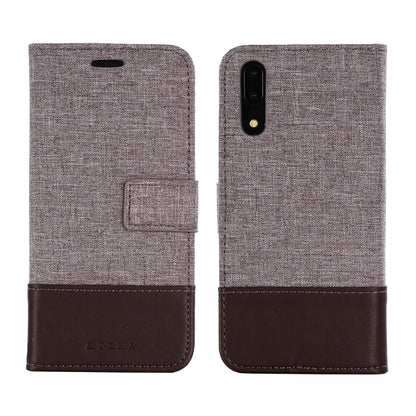 MUXMA Leather Canvas Splicing Stand Mobile Casing for Huawei P20