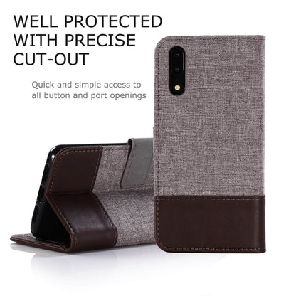 MUXMA Leather Canvas Splicing Stand Mobile Casing for Huawei P20