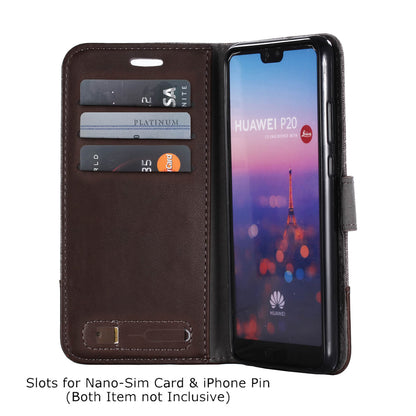 MUXMA Leather Canvas Splicing Stand Mobile Casing for Huawei P20