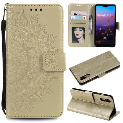 Imprint Mandala Flower Stand Wallet Leather Case for Huawei P20