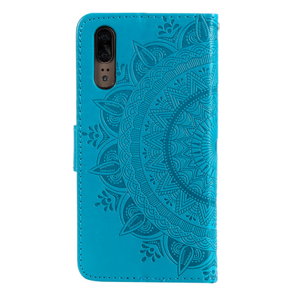 Imprint Mandala Flower Stand Wallet Leather Case for Huawei P20