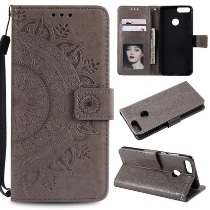 Imprint Butterfly Flower Leather Wallet Case for Huawei P Smart / Enjoy 7S