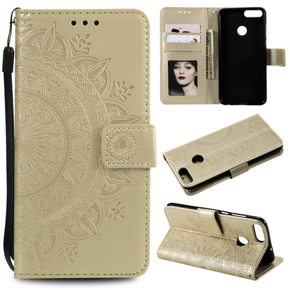 Imprint Butterfly Flower Leather Wallet Case for Huawei P Smart / Enjoy 7S