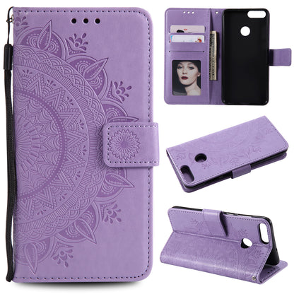 Imprint Butterfly Flower Leather Wallet Case for Huawei P Smart / Enjoy 7S