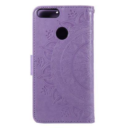 Imprint Butterfly Flower Leather Wallet Case for Huawei P Smart / Enjoy 7S