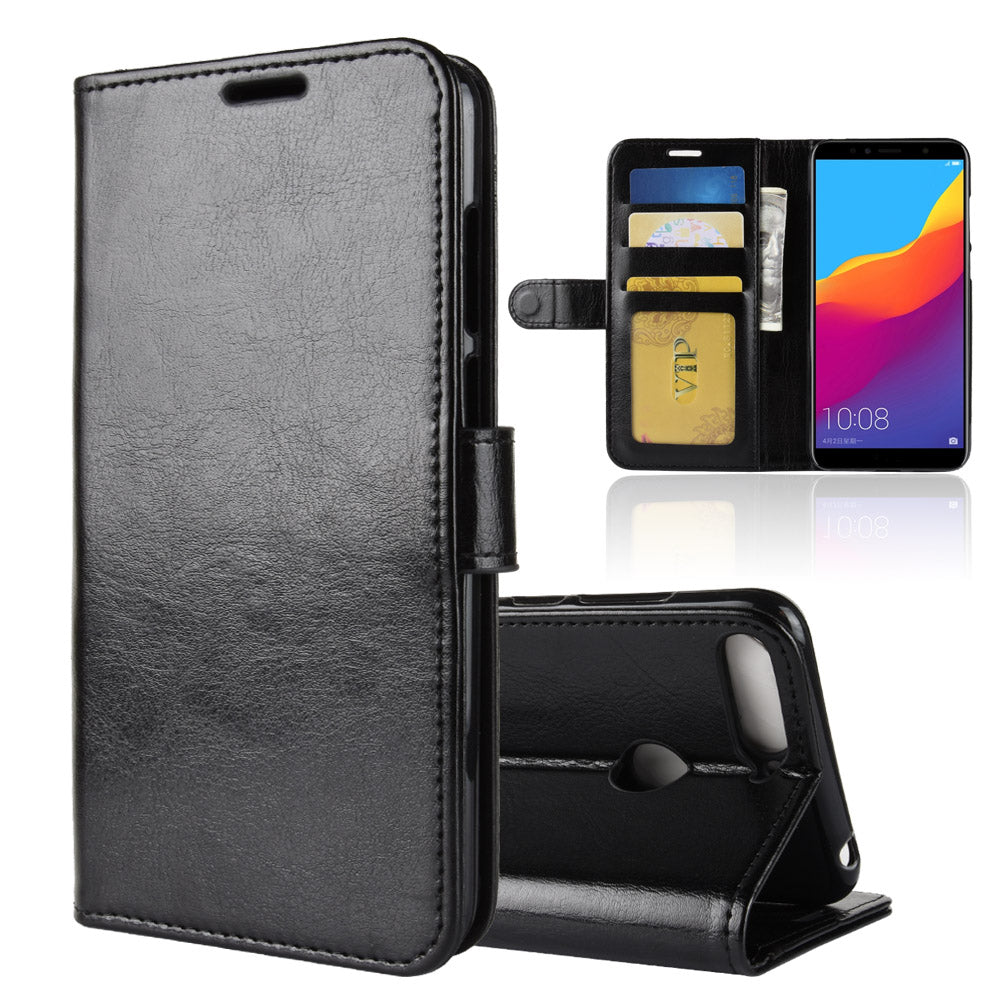 Crazy Horse Leather Stand Phone Case for Huawei Honor 7A (with Fingerprint Sensor)/Honor 7A Pro/Enjoy 8e