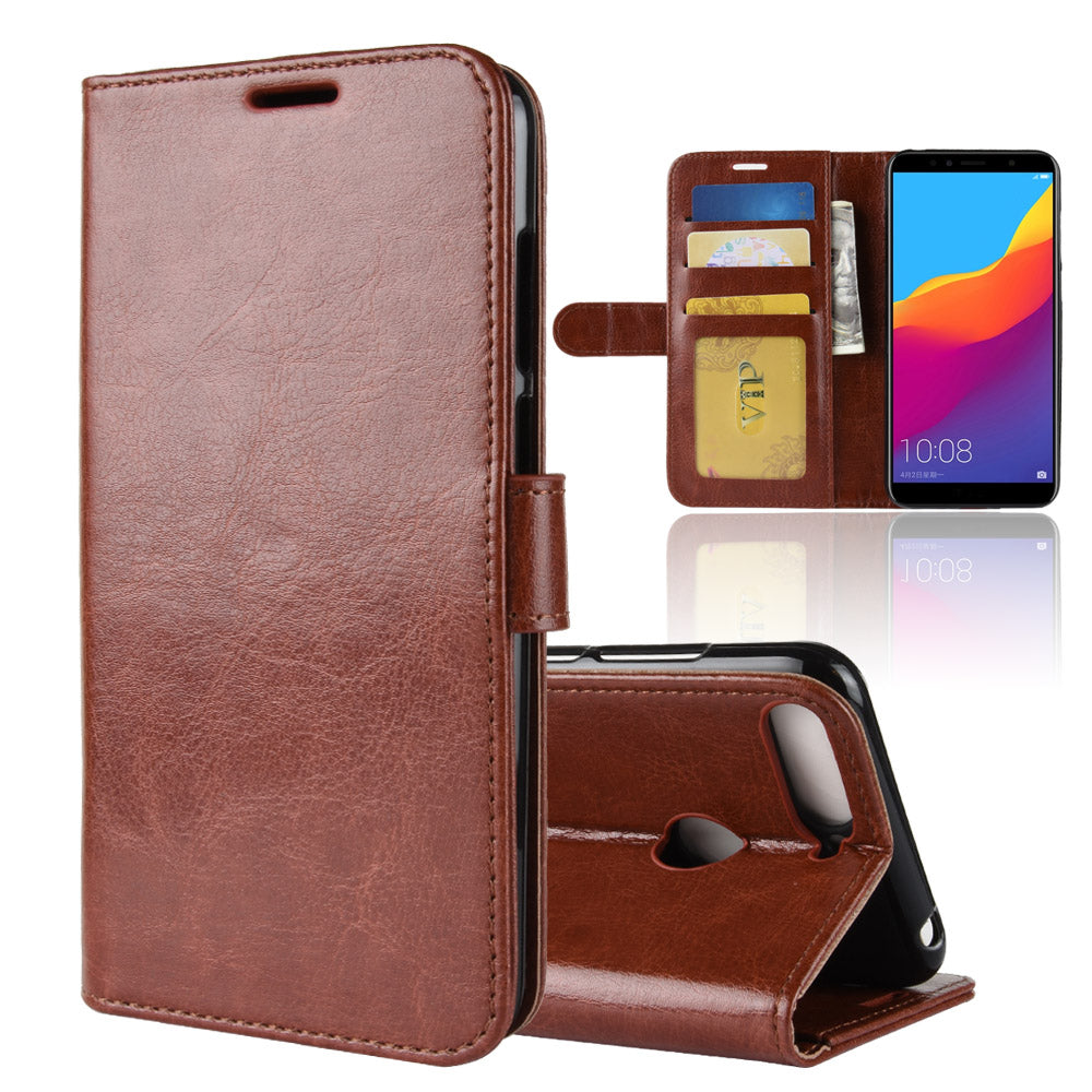 Crazy Horse Leather Stand Phone Case for Huawei Honor 7A (with Fingerprint Sensor)/Honor 7A Pro/Enjoy 8e