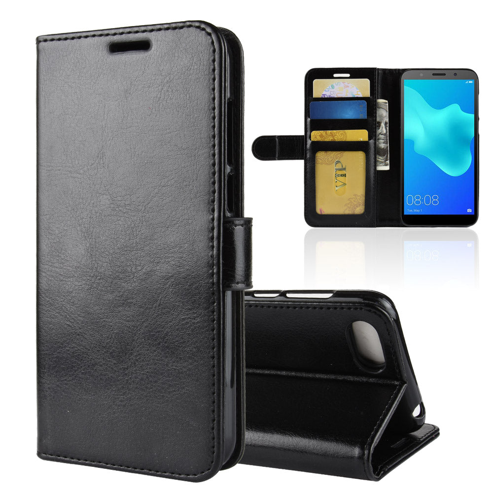 Crazy Horse Wallet Leather Mobile Phone Shell for Huawei Y5 Prime (2018)