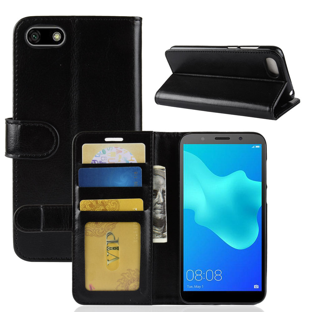 Crazy Horse Wallet Leather Mobile Phone Shell for Huawei Y5 Prime (2018)