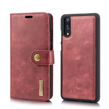 DG.MING For Huawei P20 Protective Phone Case Detachable 2 in 1 Leather Shell Shockproof Flip Cover with Wallet