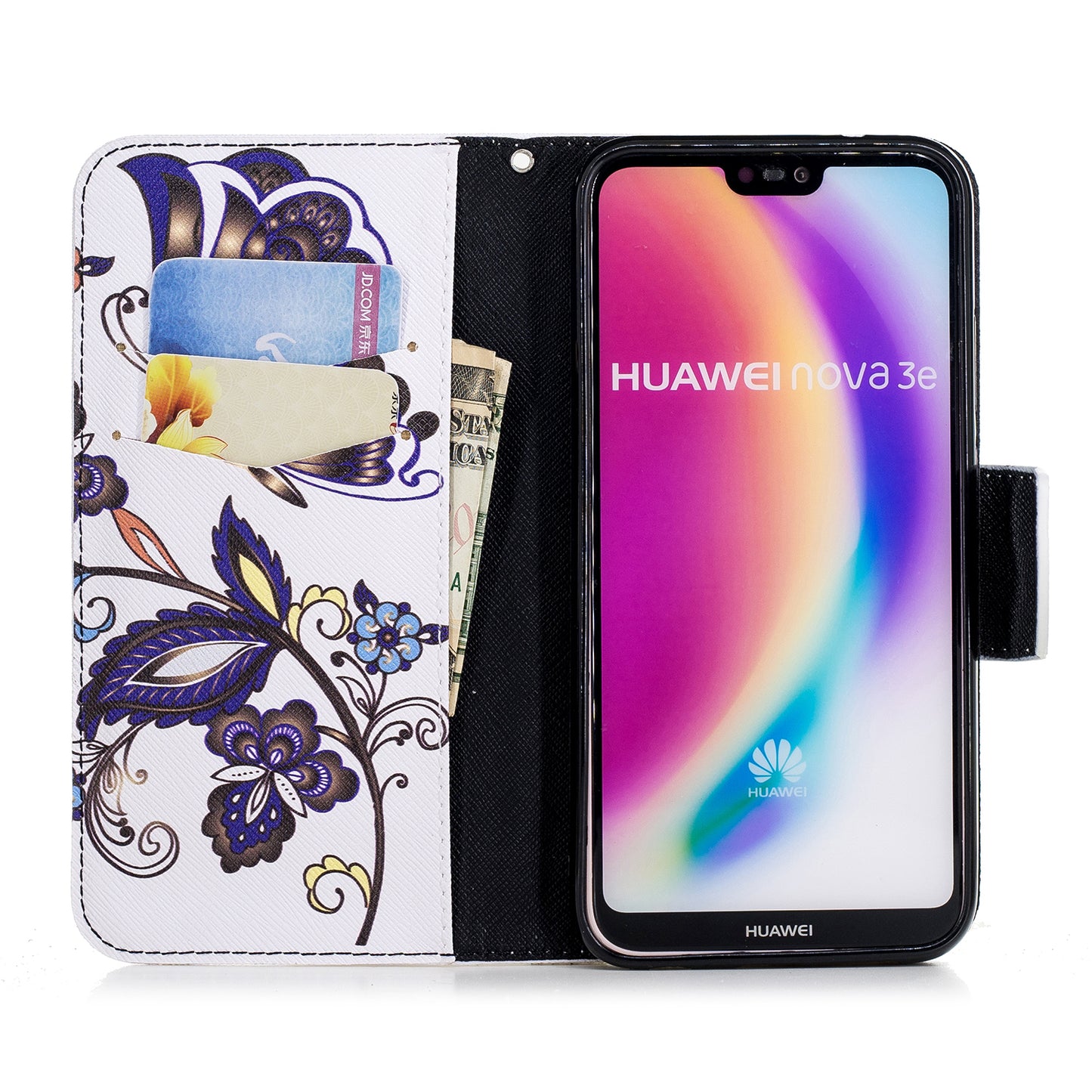 Patterned Leather Wallet Stand Phone Shell for Huawei P20 Lite / Nova 3e