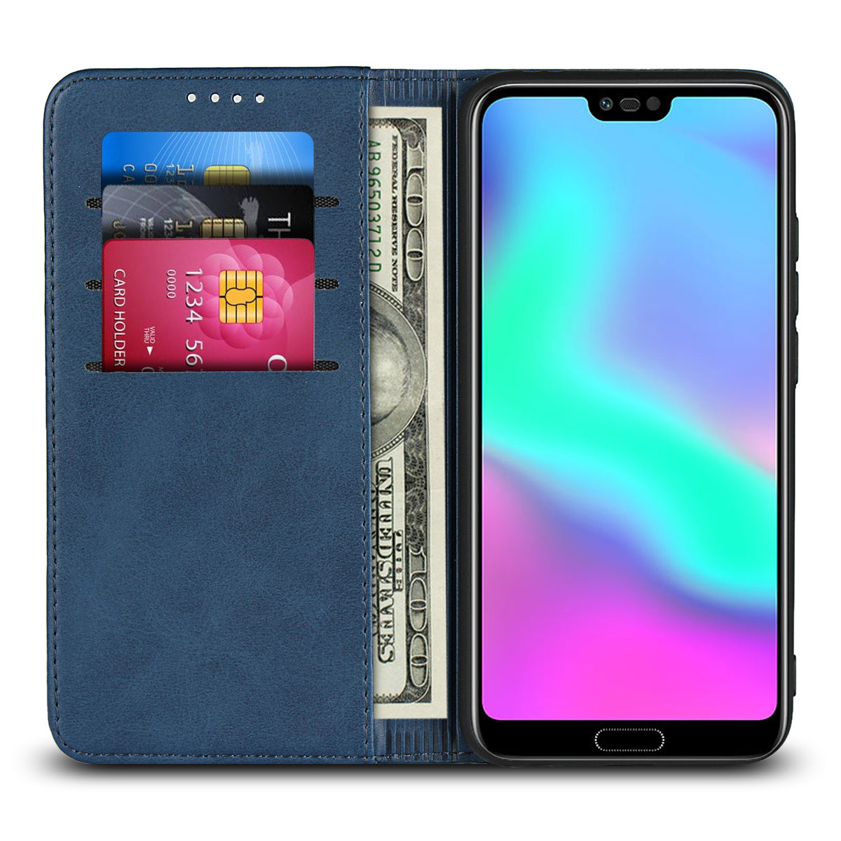 Auto-absorbed Leather Wallet Stand Phone Case for Huawei Honor 10