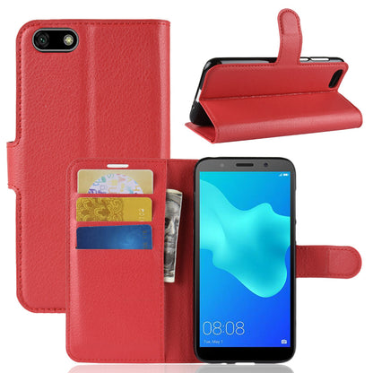 Litchi Skin Wallet Leather Stand Case for Huawei Y5 Prime (2018) / Y5 (2018)