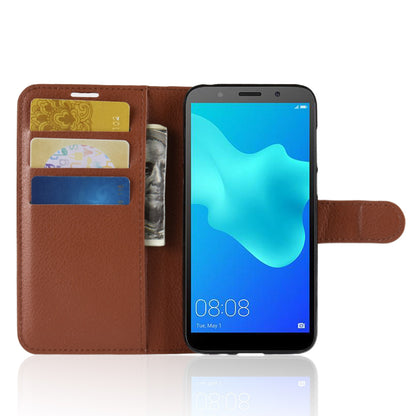 Litchi Skin Wallet Leather Stand Case for Huawei Y5 Prime (2018) / Y5 (2018)