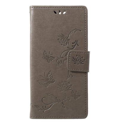 Imprint Butterfly Flower Leather Wallet Stand Casing for Huawei Y6 (2018)/Honor 7A (without Fingerprint Sensor)