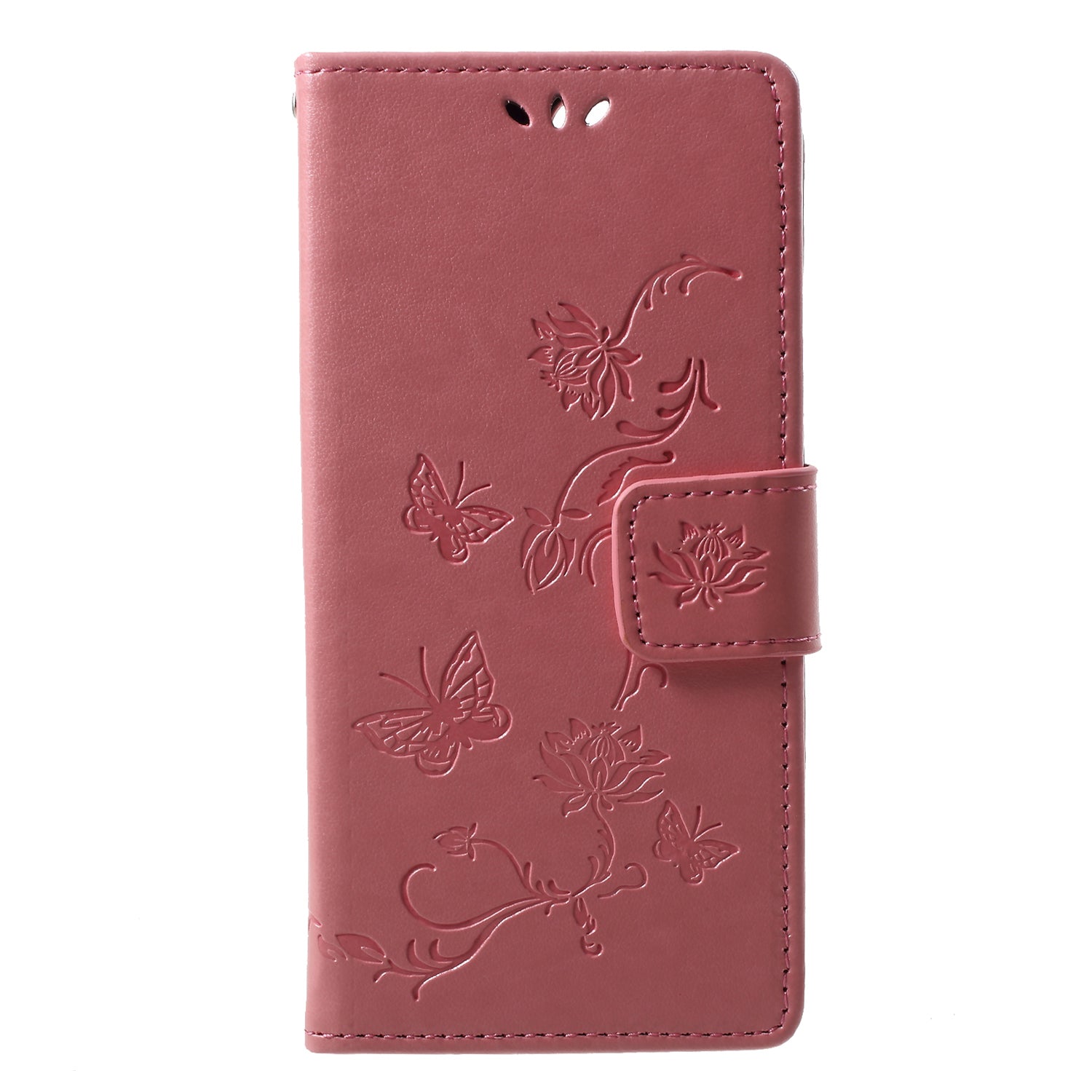 Imprint Butterfly Flower Leather Wallet Stand Casing for Huawei Y6 (2018)/Honor 7A (without Fingerprint Sensor)