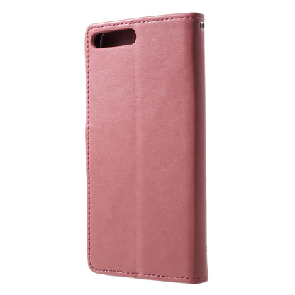 Imprint Butterfly Flower Leather Wallet Stand Casing for Huawei Y6 (2018)/Honor 7A (without Fingerprint Sensor)