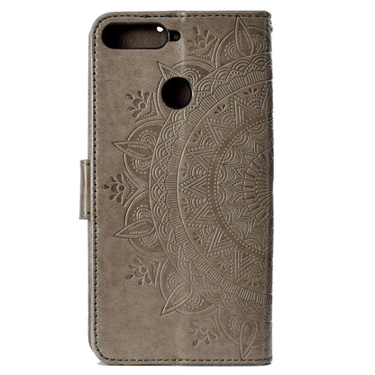 Imprint Mandala Flower  Leather Wallet Flip Casing for Huawei Y6 (2018) / Honor 7A (without Fingerprint Sensor)