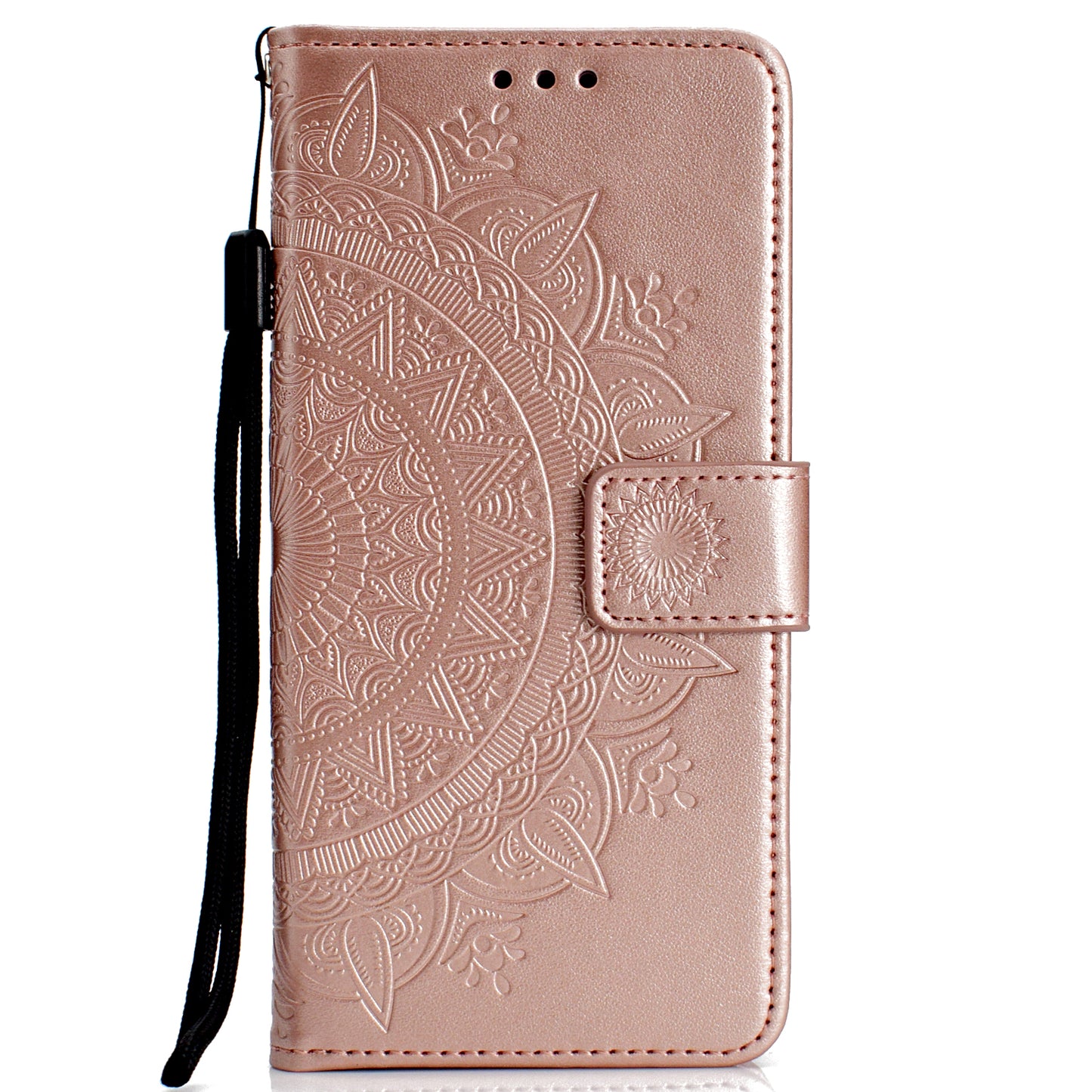 Imprint Mandala Flower  Leather Wallet Flip Casing for Huawei Y6 (2018) / Honor 7A (without Fingerprint Sensor)