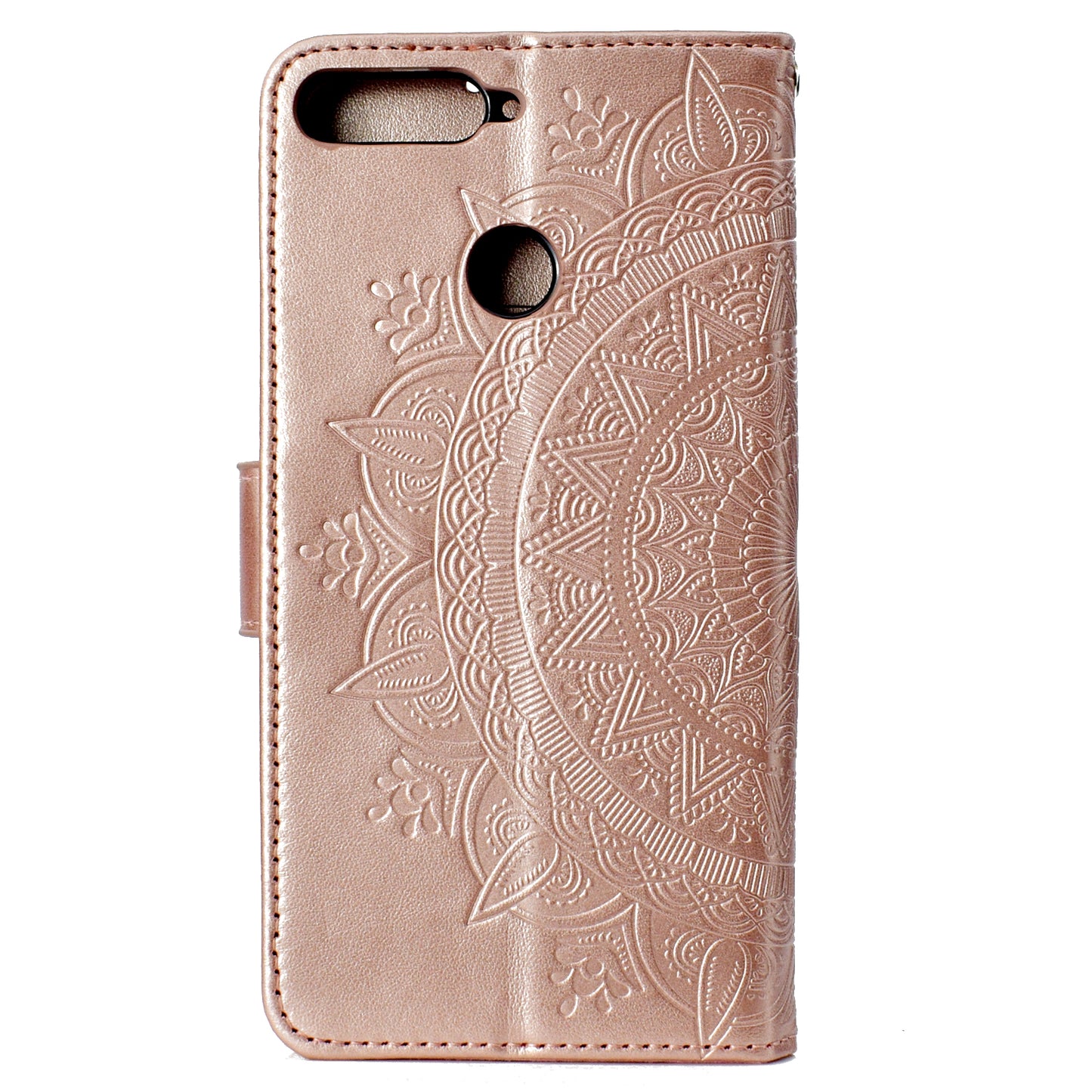 Imprint Mandala Flower  Leather Wallet Flip Casing for Huawei Y6 (2018) / Honor 7A (without Fingerprint Sensor)