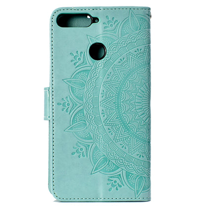 Imprint Mandala Flower  Leather Wallet Flip Casing for Huawei Y6 (2018) / Honor 7A (without Fingerprint Sensor)