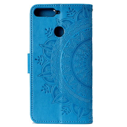 Imprint Mandala Flower  Leather Wallet Flip Casing for Huawei Y6 (2018) / Honor 7A (without Fingerprint Sensor)